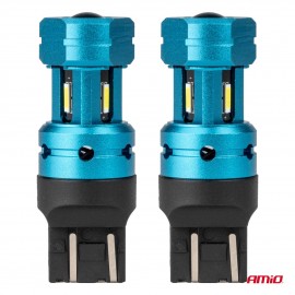Amio - Λάμπες LED CANBUS T20 7443 W21/5W 4SMD 1860 Λευκή 6000K – 12/24V - 2 Τεμ. (04255/AM) Λάμπες americat.gr