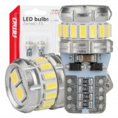 Amio - Λάμπα LED CANBUS T10 (W5W) 16SMD 3014 + 2SMD 3030 Λευκή 6000K 12V/24V για Φώτα Θέσης, Πινακίδας & Εσωτερικού - 2τεμ. (04260/AM) Λάμπες americat.gr
