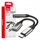 Amio - ΚΑΛΩΔΙΟ ΦΟΡΤΙΣΗΣ USB ΑΠΟ USB-C ΣΕ USB-C & ΑΝΤΑΠΤΟΡΑΣ ΑΚΟΥΣΤΙΚΩΝ MINI JACK 3.5mm ΘΗΛΥΚΟ 10cm - 1 Τεμ. (04295/AM) Αντάπτορες americat.gr