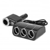 Amio - ΑΝΤΑΠΤΟΡΑΣ ΑΝΑΠΤΗΡΑ 12/24V 120W ΜΑΥΡΟΣ/3 ΘΕΣΕΙΣ/1xUSB-A/ΜΕ ΥΠΟΔΟΧΗ ΑΝΑΠΤΗΡΑ ΑΥΤΟΚΙΝΗΤΟΥ/ΚΑΛΩΔΙΟ 80cm - 1 Τεμ. (04360/AM) Φορτιστές 12/24 V americat.gr