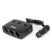 Amio - ΑΝΤΑΠΤΟΡΑΣ ΑΝΑΠΤΗΡΑ 12/24V 100W ΜΑΥΡΟΣ/3 ΘΕΣΕΙΣ/2xUSB-A /ΚΟΥΜΠΙ ON-OFF/ΕΝΔΕΙΞΗ LED/ΚΑΛΩΔΙΟ 70cm - 1 Τεμ. (04363/AM) Φορτιστές 12 και 24V americat.gr