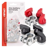 Amio - Πόλοι Μπαταρίας Αυτοκινήτου 800A Βαρέως Τύπου – Σετ (+/-), Επιψευδαργυρωμένες, Για 12/24V - 2 τεμ. (04391/AM) Αξεσουάρ Μπαταρίας americat.gr