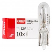 Amio - Λάμπες Αλογόνου T5 12V 1.2W Βάση W2x4.6d Λευκές για Φωτισμό Καντράν & Διακοπτών - 10 τεμ. (04412/AM) Λάμπες americat.gr