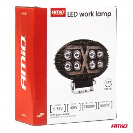 Amio - Προβολέας Εργασίας LED AWL78 SPOT 45W 2400lm 6500K με Λευκό + Κίτρινο φώς προειδοποίησης 9/36V - 1 τεμ. (04422/AM) Φορητές Λάμπες Εργασίας LED americat.gr