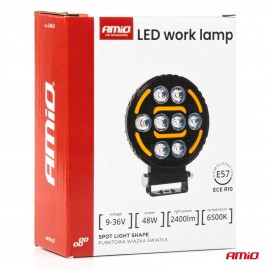 Amio - Προβολέας Εργασίας LED AWL80 SPOT 48W 2400lm με Λευκό + Κίτρινο φώς προειδοποίησης 9/36V - 1 τεμ. (04424/AM) Φορητές Λάμπες Εργασίας LED americat.gr