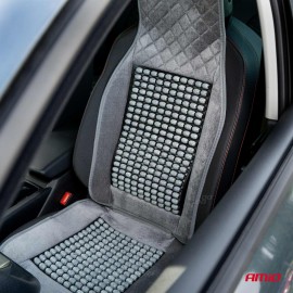 Amio - Κάλυμμα Καθίσματος Αντιιδρωτικό με Χάντρες & Στήριξη Μέσης 45×120cm Γκρί – Universal CSM-17 - 1 Τεμ. (04430/AM) Μπροστινά Καλύμματα americat.gr