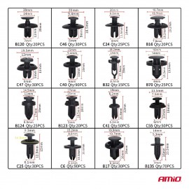 Amio - Σετ Κλιπς & Πριτσινιών Αμαξώματος με Εργαλεία Αφαίρεσης 650 τεμ. – Για Αυτοκίνητα & Μοτοσυκλέτες - 1 τεμ. (04433/AM) Ειδη Συνεργείου americat.gr