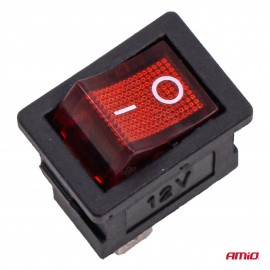 Amio - Διακόπτης Rocker 12/24V 20A με Κόκκινο Φωτισμό – Για Οχήματα & Βιομηχανικές Εφαρμογές - 1 τεμ. (04440/AM) Διεθνείς Διακόπτες americat.gr