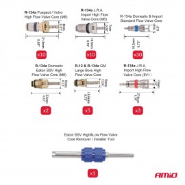 Amio Σετ Πυρήνων Βαλβίδας Κλιματισμού A/C 61τμχ (04446/AM) Αισθητήρες θερμοκρασίας αέρα - νερού americat.gr
