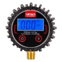 Amio - Ψηφιακό Μανόμετρο Πίεσης 17 bar με Λαστιχένια Προστασία - 1τεμ. (04463/AM) Μετρητές Πίεσης americat.gr