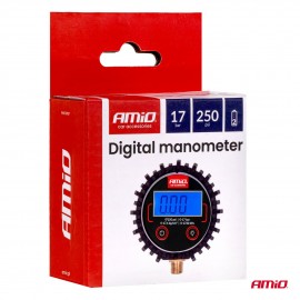 Amio - Ψηφιακό Μανόμετρο Πίεσης 17 bar με Λαστιχένια Προστασία - 1τεμ. (04463/AM) Μετρητές Πίεσης americat.gr