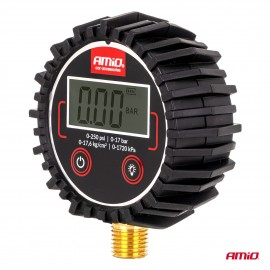 Amio - Ψηφιακό Μανόμετρο Πίεσης 17 bar με Λαστιχένια Προστασία - 1τεμ. (04463/AM) Μετρητές Πίεσης americat.gr
