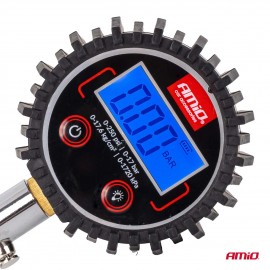 Amio - Ψηφιακό Μανόμετρο Πίεσης Ελαστικών 17 bar με Σωλήνα & Βαλβίδα Εκτόνωσης - 1τεμ. (04465/AM) Μετρητές Πίεσης americat.gr