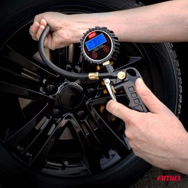 Amio - Επαγγελματικό αερόμετρο φουσκώματος με ψηφιακό μανόμετρο 17 bar – Οθόνη LCD βαλβίδα εκτόνωσης σωλήνας 30cm - 1 τεμ. (04466/AM) Μετρητές Πίεσης americat.gr