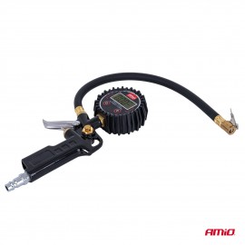 Amio - Επαγγελματικό αερόμετρο φουσκώματος με ψηφιακό μανόμετρο 17 bar – Οθόνη LCD βαλβίδα εκτόνωσης σωλήνας 30cm - 1 τεμ. (04466/AM) Μετρητές Πίεσης americat.gr