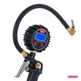 Amio - Επαγγελματικό αερόμετρο φουσκώματος με ψηφιακό μανόμετρο 17 bar – Οθόνη LCD βαλβίδα εκτόνωσης σωλήνας 30cm - 1 τεμ. (04466/AM) Μετρητές Πίεσης americat.gr