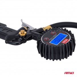 Amio - Επαγγελματικό αερόμετρο φουσκώματος με ψηφιακό μανόμετρο 17 bar – Οθόνη LCD βαλβίδα εκτόνωσης σωλήνας 30cm - 1 τεμ. (04466/AM) Μετρητές Πίεσης americat.gr