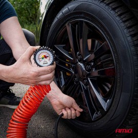 Amio - Επαγγελματικό μηχανικό μανόμετρο πίεσης ελαστικών 16 bar με λαστιχένια προστασία – Αναλογική ένδειξη -1 τεμ. (04467/ΑΜ) Μετρητές Πίεσης americat.gr