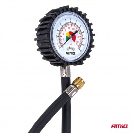 Amio - Επαγγελματικό μηχανικό μανόμετρο πίεσης ελαστικών 12 bar με εύκαμπτο σωλήνα 30cm Αναλογικό - 1 τεμ. (04468/AM) Μετρητές Πίεσης americat.gr