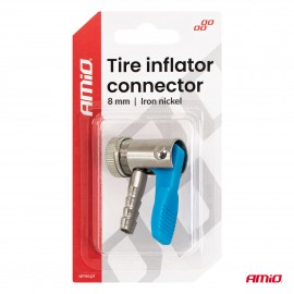 Amio - Προσαρμογέας Ακροφυσίου (Ρακόρ) Φουσκώματος Ελαστικών για σωλήνα διαμέτρου 8mm κατασκευασμένος από κράμα Σιδήρου με επικάλυψη Νικελίου - 1 τεμ. (04498/AM) Εργαλεία Αλλαγής-Επισκευής Τροχών και Κομπρεσέρ Αέρα americat.gr