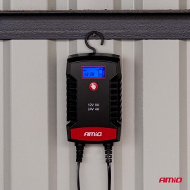 Amio - Φορτιστής Μπαταρίας Ψηφιακός PRO AGM GEL LiFePo4 (LFP) τάση λειτουργίας 6/12V ένταση ρεύματος 6A με γάντζο για Επιβατικά Αυτοκίνητα και Μοτοσυκλέτες - 1 τεμ. (04532/AM) Φορτιστές Μπαταρίας americat.gr