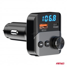 Amio - FM Transmitter Αναπτήρα τύπου FMT01 τάση λειτουργίας για Επιβατικά Αυτοκίνητα και Φορτηγά με 1xUSB Type-A και 1xUSB Type-C για Επιβατικά Αυτοκίνητα και Φορτηγά - 1 τεμ. (04647/AM) Φις Αναπτήρα americat.gr
