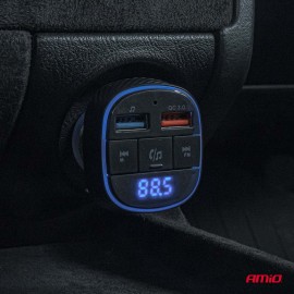 Amio - FM Transmitter Αναπτήρα τύπου FMT01 τάση λειτουργίας για Επιβατικά Αυτοκίνητα και Φορτηγά με 2xUSB Type-A για Επιβατικά Αυτοκίνητα και Φορτηγά - 1 τεμ. (04648/AM) Φις Αναπτήρα americat.gr