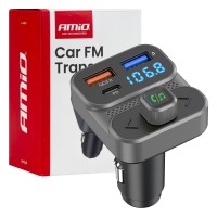 Amio - FM Transmitter Αναπτήρα τύπου FMT02 τάση λειτουργίας 12-24V με 2xUSB Type-A και 1xUSB Type-C για Επιβατικά Αυτοκίνητα και Φορτηγά - 1 τεμ. (04649/AM) Φις Αναπτήρα americat.gr