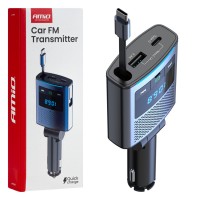 Amio - FM Transmitter Αυτοκινήτου 12/24V με 1xUSB Type-A, 1xUSB Type-C και Ενσωματωμένο Καλώδιο Φόρτισης Type-C - 1 τεμ. (04656/AM) Φις Αναπτήρα americat.gr