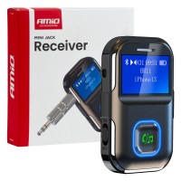 Amio - Bluetooth Δέκτης (Receiver) BTR-03 για Ασύρματη Μετάδοση Ήχου με υποδοχή Mini Jack 3.5mm και Οθόνη LCD - 1 τεμ. (04659/AM) Φις Αναπτήρα americat.gr