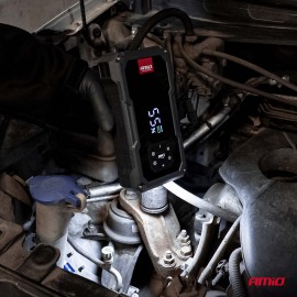 Amio - Φορητός Εκκινητής Μπαταρίας (Jump Starter) με ενσωματωμένο Κομπρεσέρ Αέρα, Powerbank και Φακό LED τάση λειτουργίας 12V με χωρητικότητα 7,2Ah και μέγιστο ρεύμα εκκίνησης 600A για Επιβατικά Αυτοκίνητα - 1 τεμ. (04674/AM) Εκτακτη Ανάγκη americat.gr