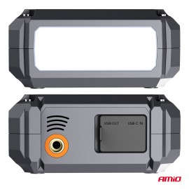 Amio - Φορητός Εκκινητής Μπαταρίας (Jump Starter) με ενσωματωμένο Κομπρεσέρ Αέρα, Powerbank και Φακό LED τάση λειτουργίας 12V με χωρητικότητα 7,2Ah και μέγιστο ρεύμα εκκίνησης 600A για Επιβατικά Αυτοκίνητα - 1 τεμ. (04674/AM) Εκτακτη Ανάγκη americat.gr