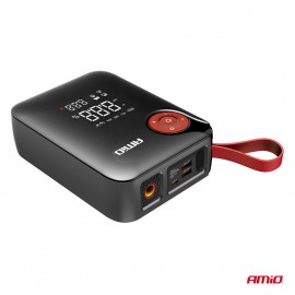 Amio - Φορητός Εκκινητής Μπαταρίας (Jump Starter) Mini με ενσωματωμένο Κομπρεσέρ Αέρα, Powerbank και Φακό LED τάση λειτουργίας 12V με χωρητικότητα 7,2Ah και μέγιστο ρεύμα εκκίνησης 600A για Επιβατικά Αυτοκίνητα - 1 τεμ. (04675/AM) Εκτακτη Ανάγκη americat.