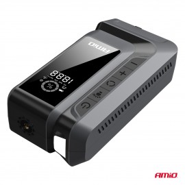Amio - Φορητός Εκκινητής Μπαταρίας (Jump Starter) 4 σε 1 με ενσωματωμένο Κομπρεσέρ Αέρα, Powerbank και Φακό LED τάση λειτουργίας 12V με χωρητικότητα 12Ah και μέγιστο ρεύμα εκκίνησης 1600A για Επιβατικά Αυτοκίνητα - 1 τεμ. (04677/AM) Εκκινητές Μπαταρίας am