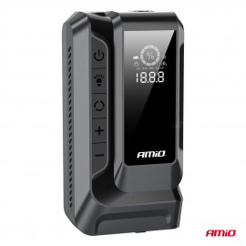 Amio - Φορητός Εκκινητής Μπαταρίας (Jump Starter) 4 σε 1 με ενσωματωμένο Κομπρεσέρ Αέρα, Powerbank και Φακό LED τάση λειτουργίας 12V με χωρητικότητα 12Ah και μέγιστο ρεύμα εκκίνησης 1600A για Επιβατικά Αυτοκίνητα - 1 τεμ. (04677/AM) Εκκινητές Μπαταρίας am