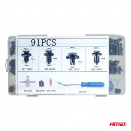 Amio – Κλιπς Ταπετσαρίας Αυτοκινήτου Σετ 101 Τεμ. με Εργαλεία Αφαίρεσης για Σταθερή Τοποθέτηση & Εύκολη Επισκευή – 1 Σετ (04740/AM) Ειδη Συνεργείου americat.gr