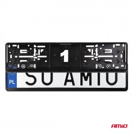 Amio - Πλαίσιο Πινακίδας Αυτοκινήτου 520x114mm Μαύρο Γυαλιστερό Piano Black για Εμπρός και Πίσω Πινακίδα - 1 τεμ. (04779/AM) Πινακίδες και Σήμανση americat.gr