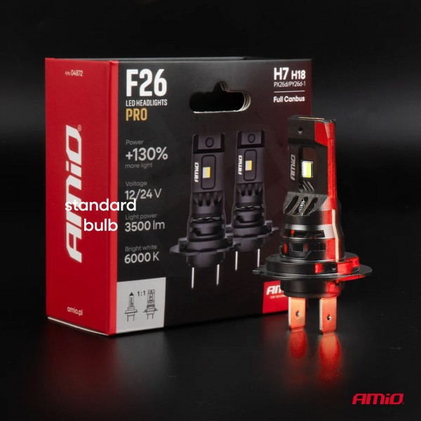 AMiO - Λάμπες LED F26 Pro Series H7/H18 12/24V 68W 2900-3550lm 6.000K Full Can-Bus Plug&Play - 2 Τεμ. (04872/AM) Λάμπες americat.gr