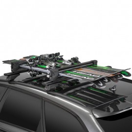 Menabo - Βάση Σκι Οροφής Αλουμινίου Yelo Black με Κλειδί για 6 Ζευγάρια Σκι ή 4 Snowboard για Ασφαλή Μεταφορά Φορτίου - 1 Σετ (14200/MB) Μεταφορά Σκι & Canoe Kayak americat.gr