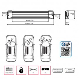 Menabo - Βάση Σκι Οροφής Αλουμινίου Yelo 4 NS Black με Κλειδί για 4 Ζευγάρια Σκι ή 2 Snowboard για Ασφαλή Μεταφορά Φορτίου - 1 Σετ (14590/MB) Μεταφορά Σκι & Canoe Kayak americat.gr