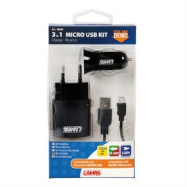 Καλώδιο Φορτισης MICRO USB 100cm με αντάπτορα USB αναπτήρα 12V/24V και αντάπτορα 220V Φορτιστές americat.gr