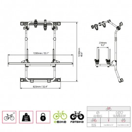 Menabo - Βάση Ποδηλάτου Πίσω Πόρτας Tremont B για Van με Δίφυλλες Ανοιγόμενες Πίσω Πόρτες, για 2 Ποδήλατα, E-Bikes και Fat Bikes, Αναδιπλούμενη, από Αλουμίνιο - 1 Σετ (14810/MB) Βάσεις Πορτ Μπαγκάζ americat.gr