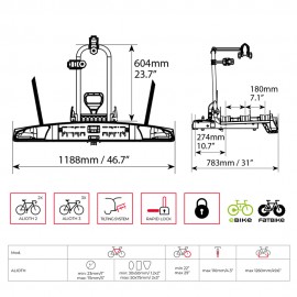 Menabo - Βάση Ποδηλάτου Κοτσαδόρου Alioth 3 για 3 ποδήλατα ή E-bike / Fat Bike με Ανάκλιση / Μοχλό Γρήγορης Ασφάλισης / Αντάπτορα 13 pin - 1 τεμ. (14910/MB) Βάσεις Κοτσαδόρου americat.gr
