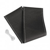 Κάλυμμα Τιμονιού Φορτηγού Ραφτό Δερμάτινο PREMIUM TRUCK 44-46cm μαύρο με ασημί ραφή Ραφτά καλύμματα τιμονιού americat.gr