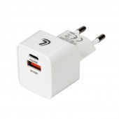 ΦΟΡΤΙΣΤΗΣ ME OIKIAKH ΠΡΙΖΑ 220/240V 20W ΜΕ 2 ΘΥΡΕΣ USB (A+C) LAMPA - 1 ΤΕΜ. Φορτιστές Σπιτιού americat.gr