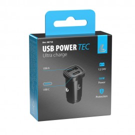 Lampa Φορτιστής Αναπτήρα με 2 Θύρες USB (Type-A + Type-C) 12/24V 18W Ultra Fast Charger - 1 τεμ. (L3871.8/T) Φορτιστές 12 και 24V americat.gr