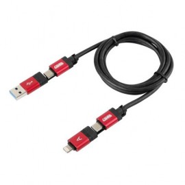 ΚΑΛΩΔΙΟ ΦΟΡΤΙΣΗΣ & ΣΥΓΧΡΟΝΙΣΜΟΥ USB TYPE C-MICRO USB-USB 3.0-APLLE 8 PIN 100cm (ΚΟΚΚΙΝΟ) RED LINE americat.gr