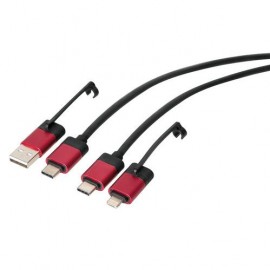 ΚΑΛΩΔΙΟ ΦΟΡΤΙΣΗΣ & ΣΥΓΧΡΟΝΙΣΜΟΥ USB TYPE C-MICRO USB-USB 3.0-APLLE 8 PIN 100cm (ΚΟΚΚΙΝΟ) RED LINE americat.gr