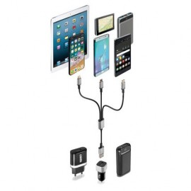 ΚΑΛΩΔΙΟ USB ΦΟΡΤΙΣΗΣ CERBERO 100 cm (3 ΑΝΤΑΠΤΟΡΕΣ TYPE C/APPLE/MICRO USB - 8 PIN) SILVER LINE Καλώδια americat.gr