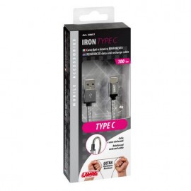 ΚΑΛΩΔΙΟ USB ΦΟΡΤΙΣΗΣ ΚΑΙ ΣΥΓΧΡΟΝΙΣΜΟΥ IRON SILVER LINE - TYPE C (100 cm) Καλώδια americat.gr
